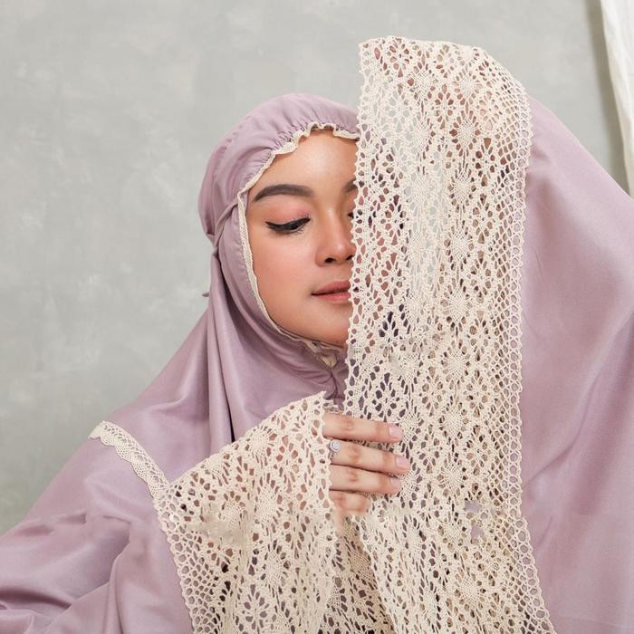 Pilihan- Mukena Dewasa Katun Polos Renda Rajut Jumbo Atasan Bawahan