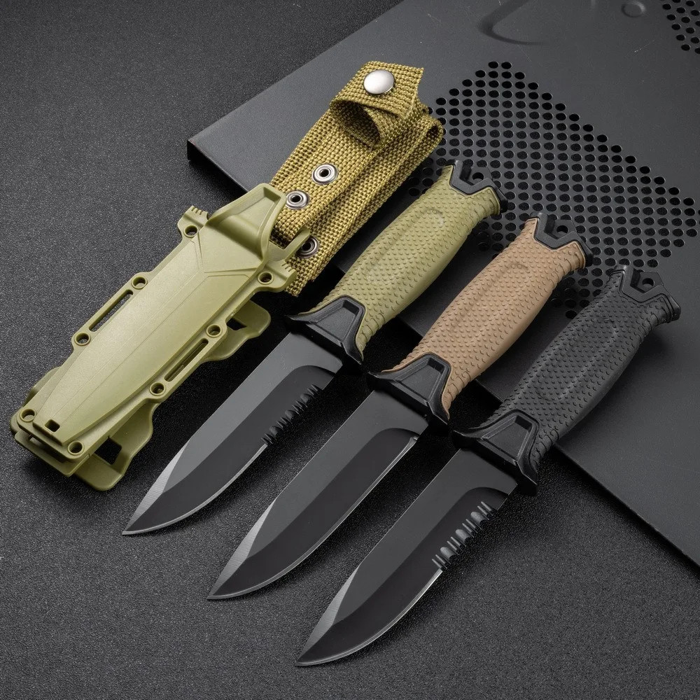 Outdoor knife camping defense straight knife wilderness survival sharp tactical knife carry survival