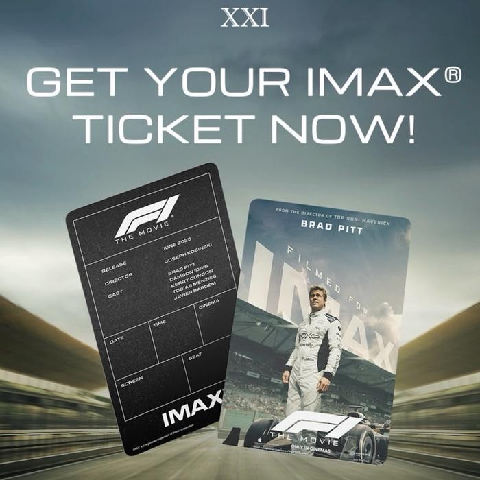 Exclusive F1 The Movie Imax Collectible Ticket, Cinema Xxi