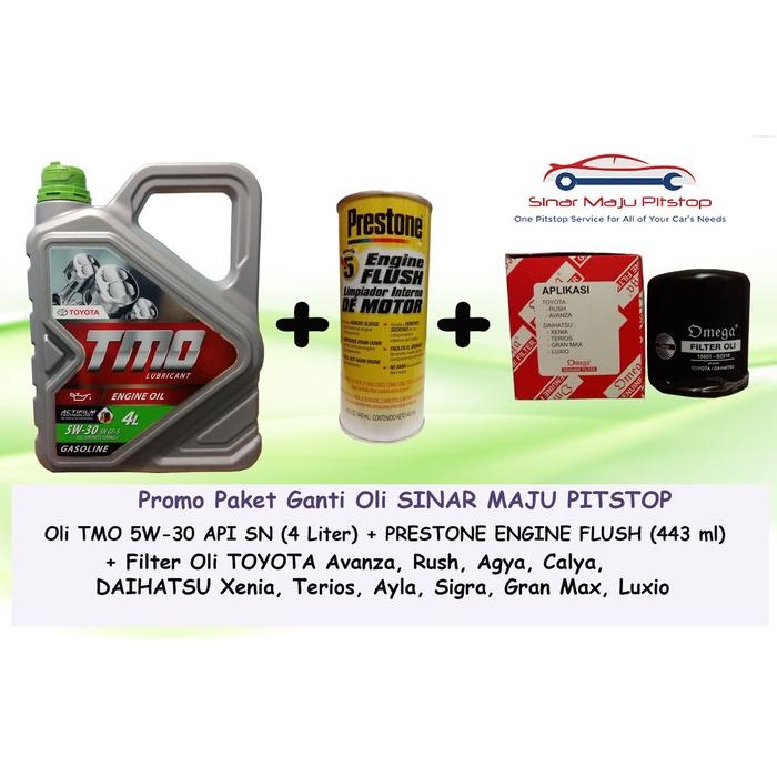 DISKON Paket Ganti Oli Mobil TOYOTA CALYA - TMO 5W-30 & Filter & Engine Flush