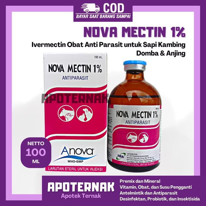 NOVA MECTIN 1% Obat Anti Parasit Cacing Gudik Kutu Caplak Utk Hewan