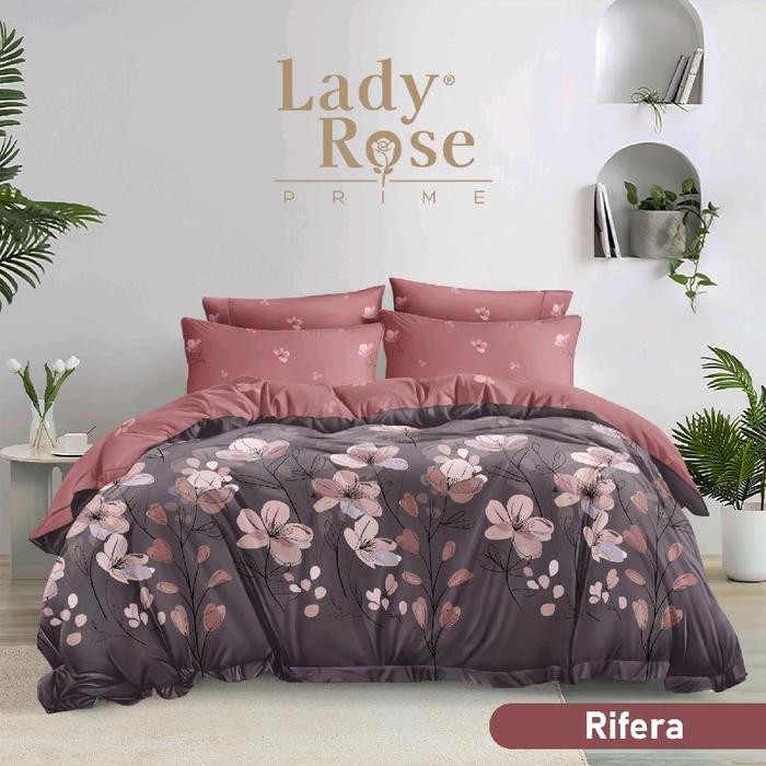 Lady Rose Prime - Bedcover set 160x200 Tinggi 30 cm + Sprei Rumbai - Bedcover Lady Rose Prime Queen