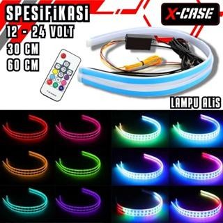 X-CASE Lampu Alis LED Sen Running RGB Remot 12 - 24 Volt 30 CM 60 CM Waterproof Universal Car