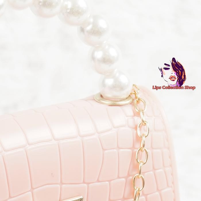 Top Tas Jelly Mini Motif Croco Mutiara