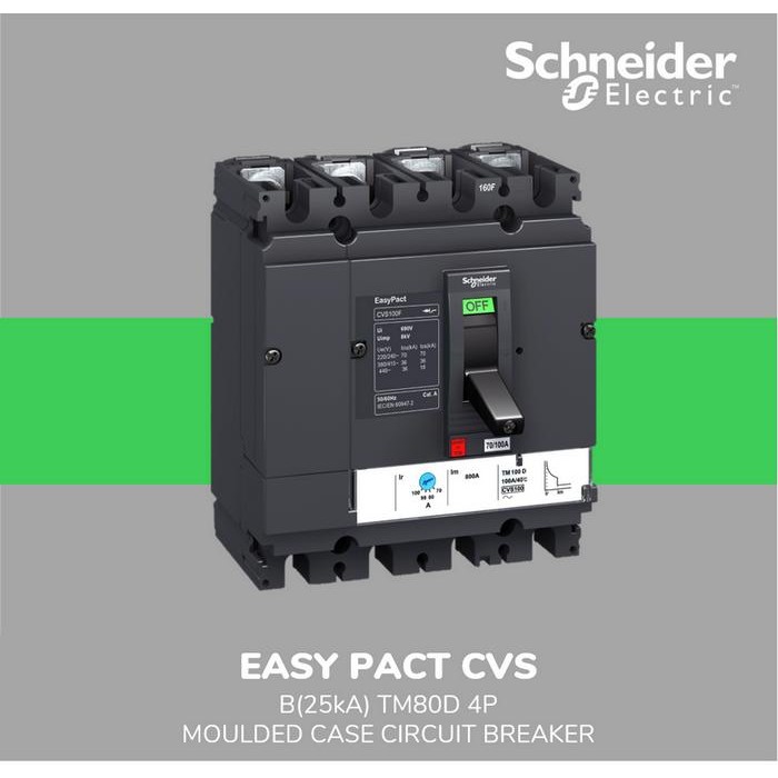 Schneider Compact Cvs100B Mccb 80A 4P 25Ka - Lv510316