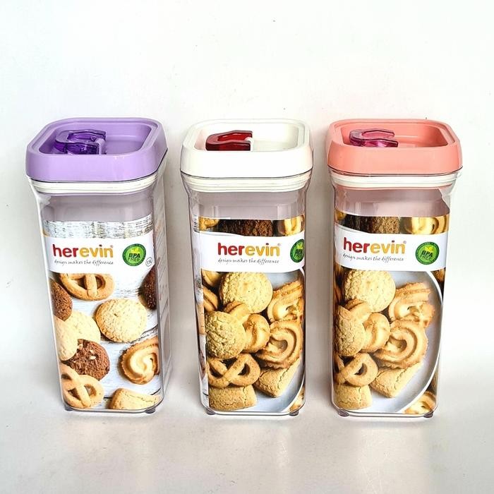 Herevin toples canister acrylic segi 1,5 liter tutup vacuum