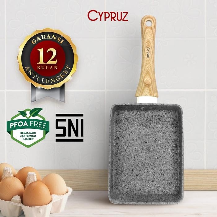 Terbaik Omelette Pan Marble Wajan Telur Wajan Tamagoyaki Eggpan Cypruz 13X18Cm 100% Ori