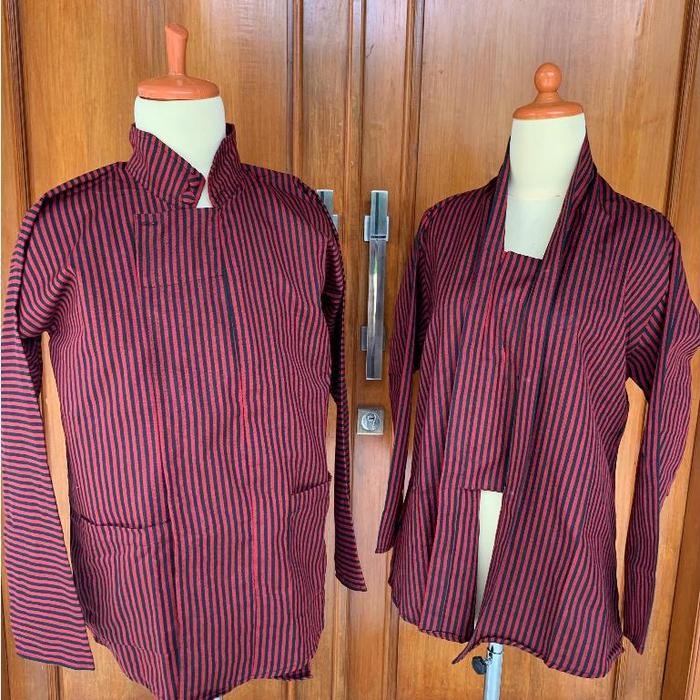 DISKON Baju Surjan Lurik Pria dan Kebaya Lurik Wanita AJawa-Kebaya lurik kutubaru-Surjan lurik jogja
