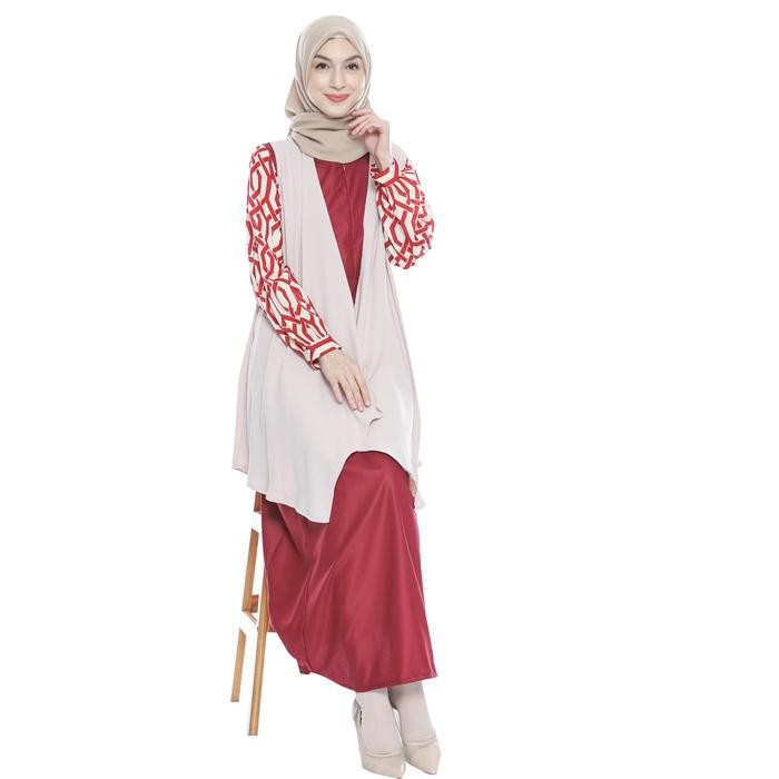 Gamis Plus Outer Air Flow Premium Lg 834 Cantik Formal Motif Muslim Kombinasi Nyaman Wanita Panjang