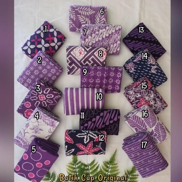 Kain Batik Cap Handmade Serian Ungu Hitam - Ungu Putih - Ungu Pink (1)