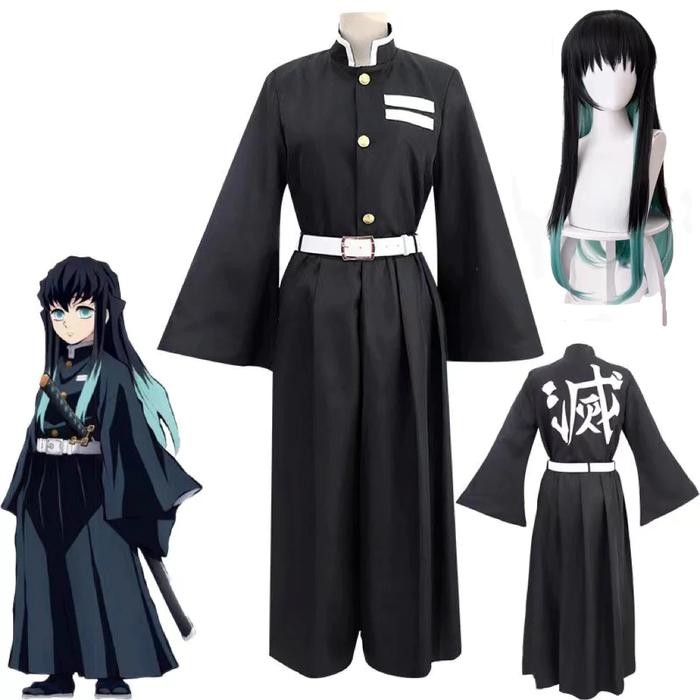 Ready StockDemon Slayer Tokitou Muichirou Cosplay Costume Wigs Shoes Adult Halloween Carnival Funny