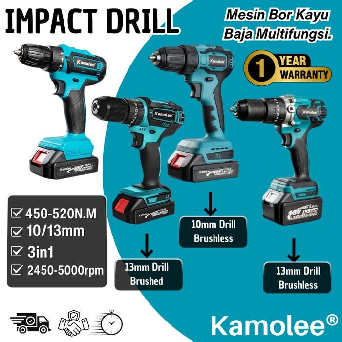 Kamolee-Ddf485-Bor Listrik-Torsi Maksimum 450N.M Brushless Charging