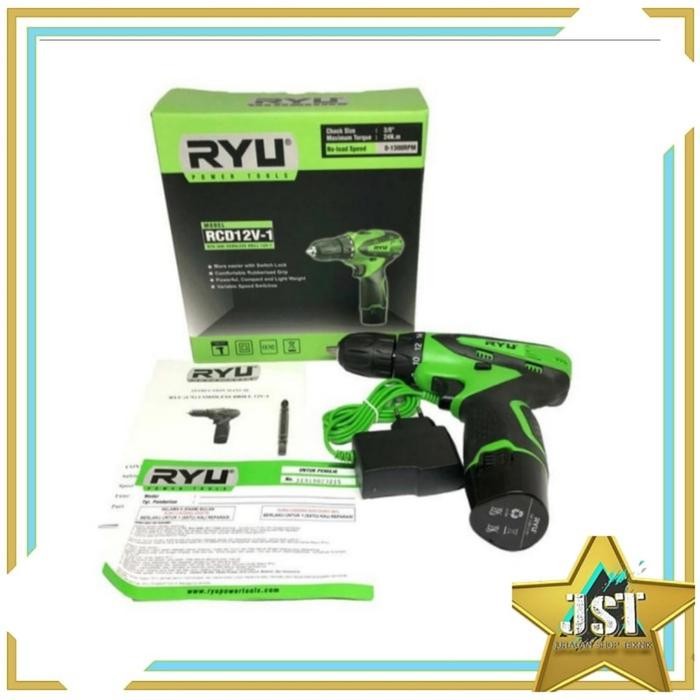 Ryu Mesin Bor Cordless Ryu Rcd 12V-1 Bor Baterai / Mesin Bor Obeng