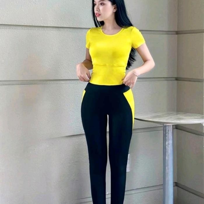 gtSport- Setelan Baju Olahraga Senam Wanita Aerobic Pakaian Zumba Baju Sport Celana Aerobic