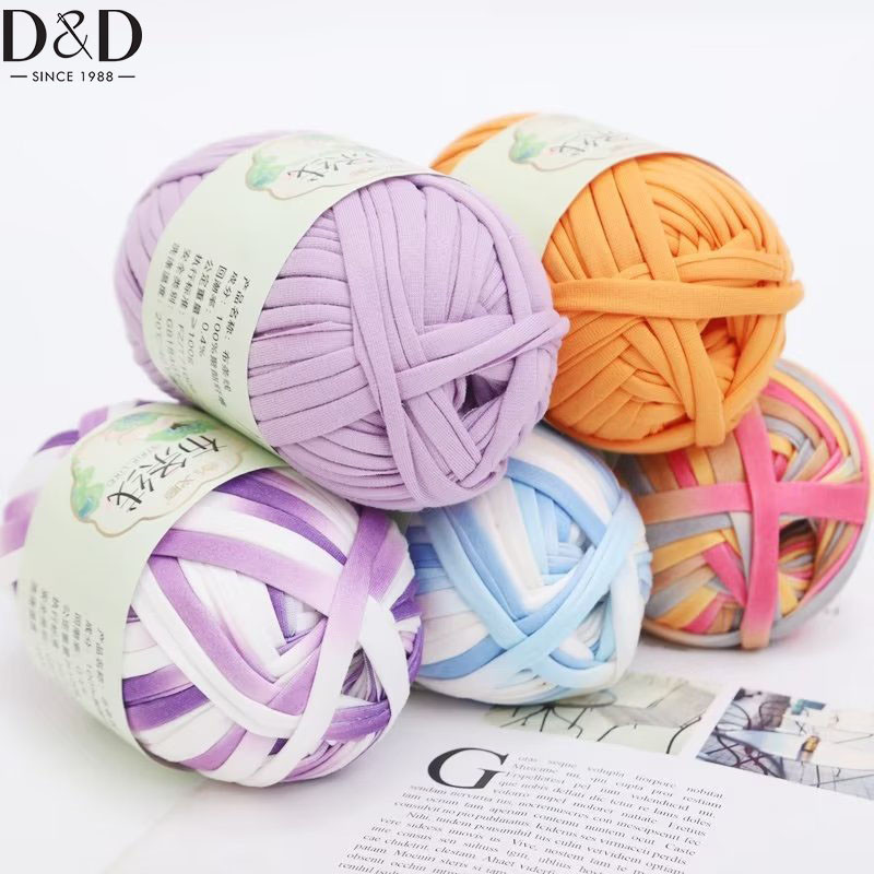 D&D 100g/Ball Fabric Cloth Yarn T-Shirt Yarn for Crochet Knitting Soild Color Yarn Hand DIY Art Bask