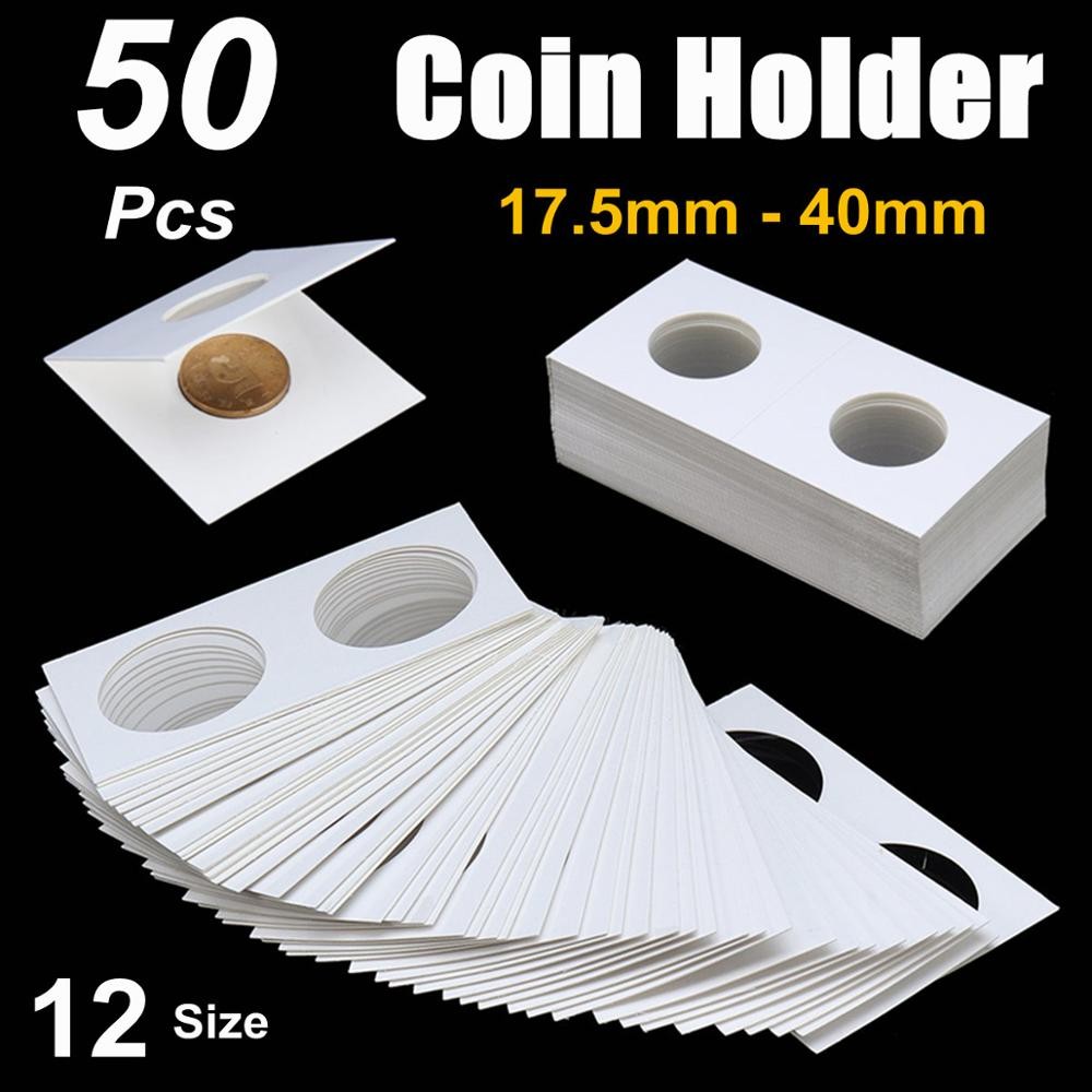 50PCS Square Cardboard Coin Holders Coin Supplies Coin Album Collection Lighthouse Stamp Coin Holder