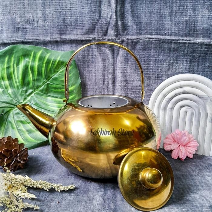 HariPromo- Teko Stainless Warna Gold Teko Zam-Zam Teko Gold Ceret Emas Ceret Gold Ketel Teko