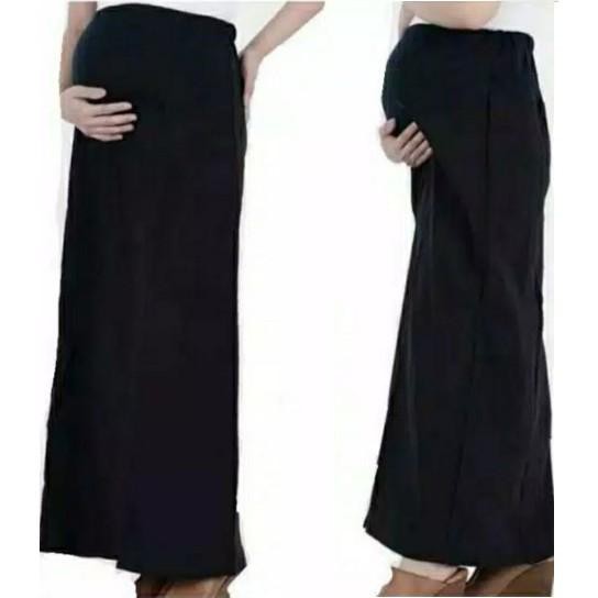 ypa5- Rok Hitam Hamil Panjang Wanita Jumbo Maxi Kerja Kantor Formal Kasual Ibu Hamil Cewek
