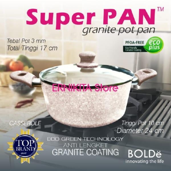 BOLDe PAN CASSEROLE BEIGE 24cm Panci Rebus Tutup Kaca