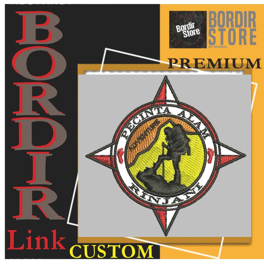 PECINTA ALAM RINJANI KOMPAS BS-1188 PATCH BORDIR LOGO/EMBLEM