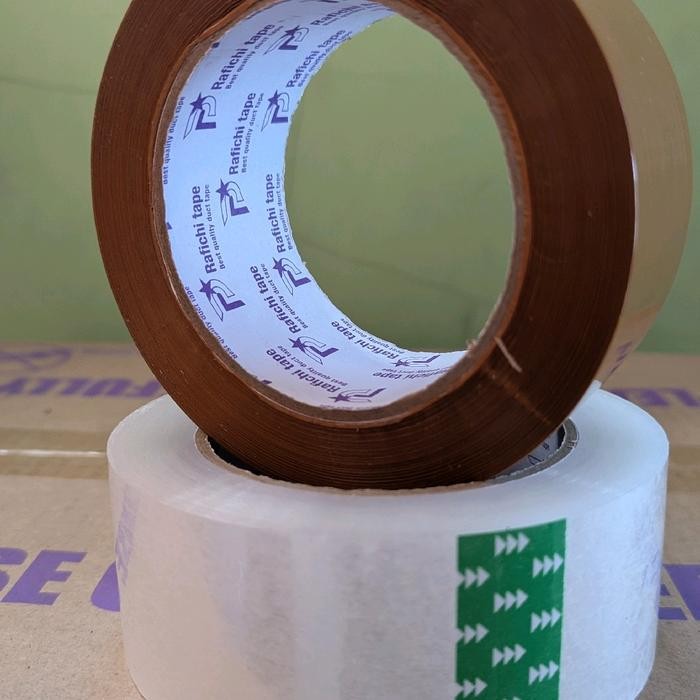 BisaDiantar- Rafichi Lakban Jumbo Ukuran 45X200Y Warna Bening Dan Coklat 1 Slop Isi 6 Pcs Daya