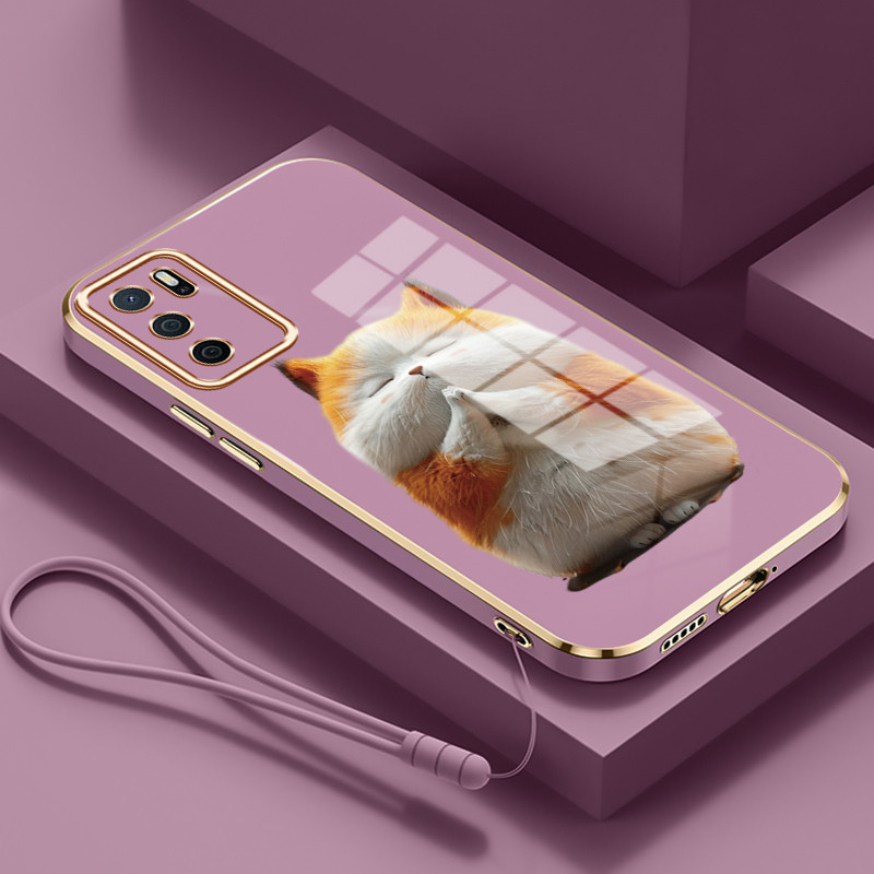 Casing Untuk OPPO A16 A16s A54s Case Casing HP Softcase Tali gantungan berlapis silikon mewah Kasing