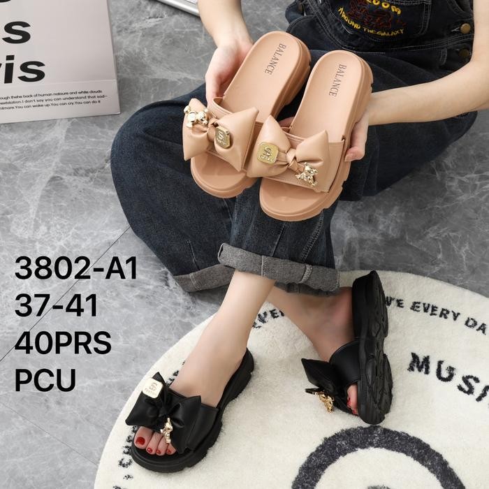 SENDAL SANDAL SELOP JELLY BALANCE JA64 - SEPATU WEDGES WANITA UKURAN 37-40 - CEWEK KARET