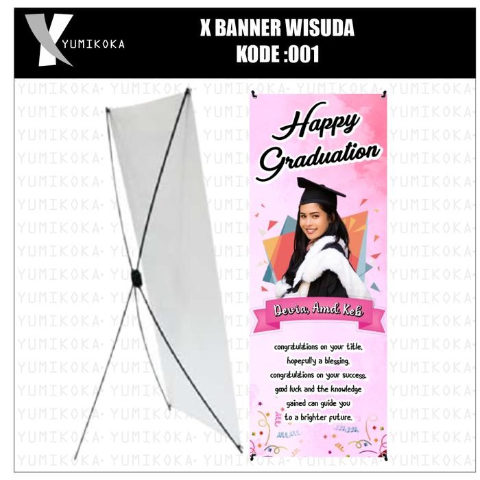 ASLI CETAK STAND RANGKA XBANNER BENER BANER SPANDUK WISUDA SIDANG KELULUSAN READY STOCK