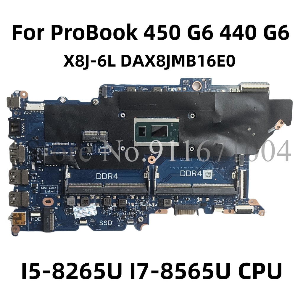 Casing Laptop L44881-001 L44887-501 L44886-601 For HP ProBook 450 G6 440 G6 Laptop Motherboard X8J-6