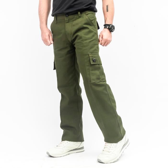 Avtech Outdoor - Celana Cargo Panjang Pria Hijau Army Gunung Keren