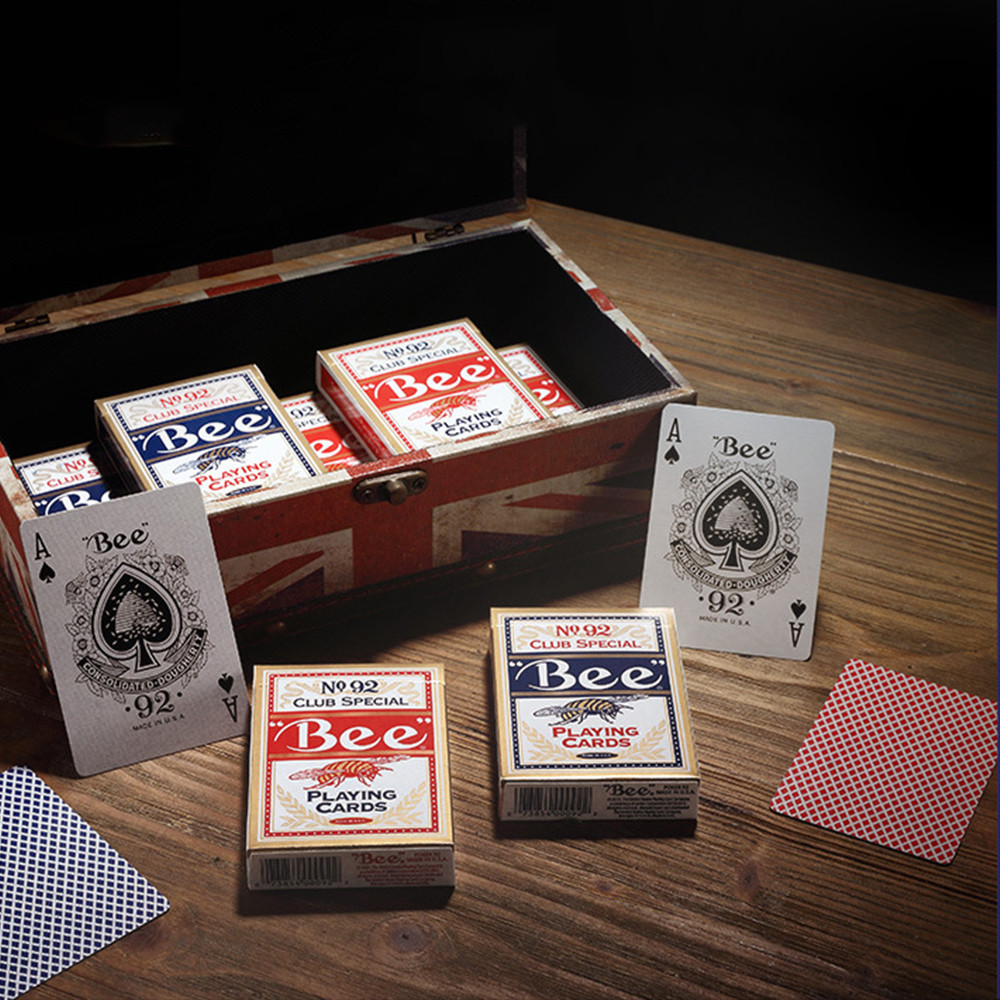 Bee Playing Card No. 92 Diamond Back Club Special Red Blue Poker Cards Games for Easy Reading,