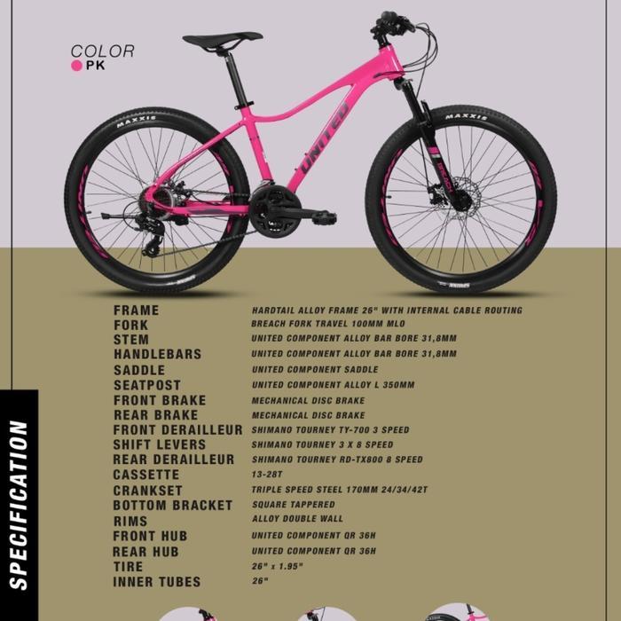 Sepeda Gunung MTB 26 inch United Venus 100 New
