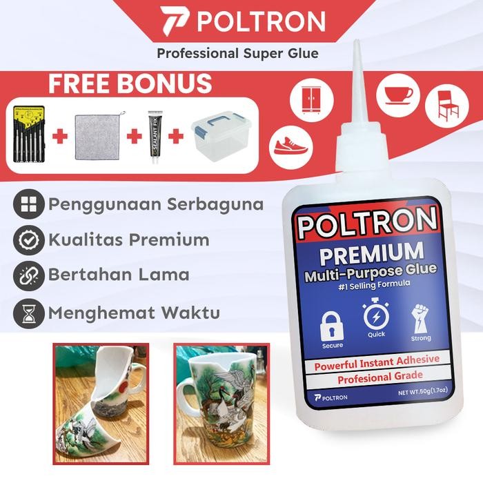 

POLTRON SUPER STRONG GLUE LEM KOREA BESI KAYU KERAMIK KACA SERBAGUNA