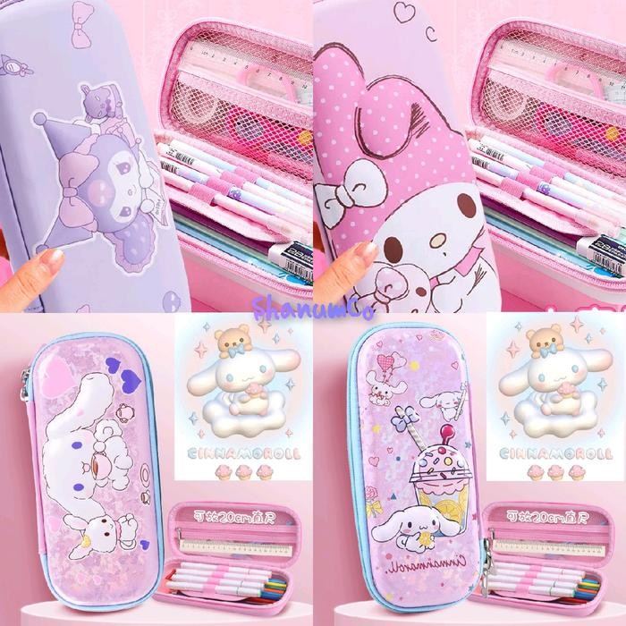 

Sanrio Tempat Pensil 3D Timbul Kotak Pensil Sekat Kuromi Melody Cinnamoroll 2025