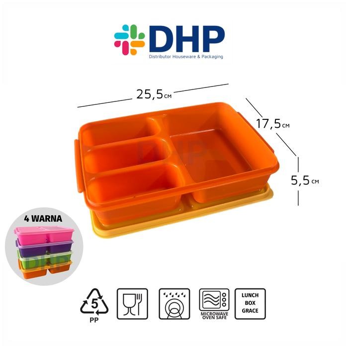 Grace Bento Kotak Makan Sekat 4 Lunch Box Besar Plastik BPA Free