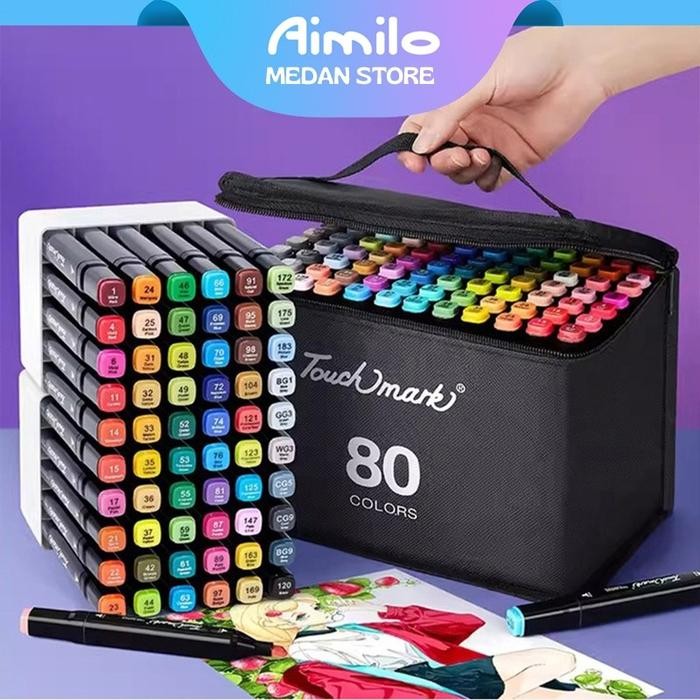 

Aimilo - Spidol Warna Warni 1 Set Sketch Marker 2 Tip Touch Marker 48/60/80 Warna