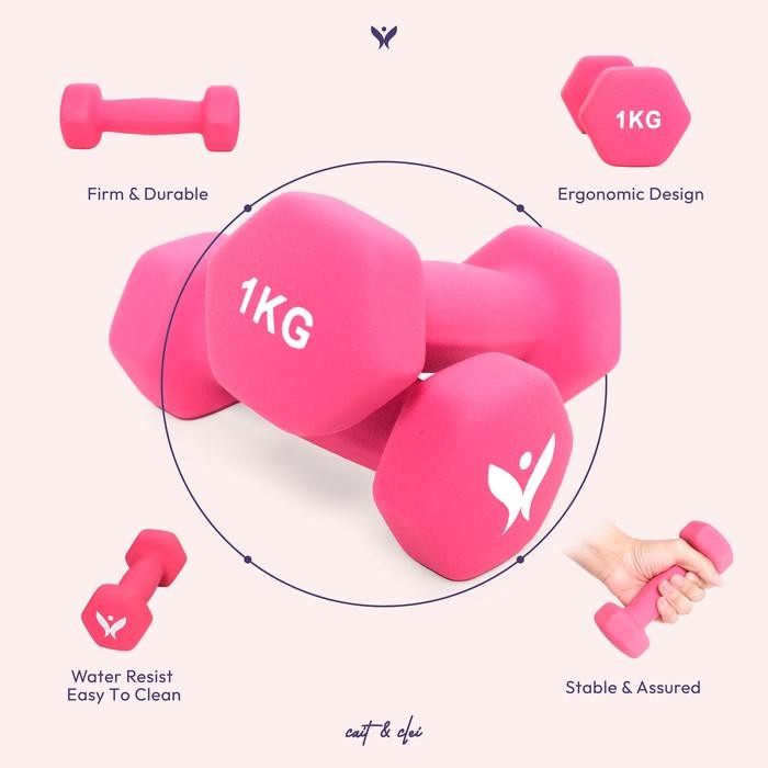 Cait & Clei Neoprene Dumbell Barbel Neoprene Gym & Fitness 1 2 3 4 5 Kg Dumbell Gym Wanita