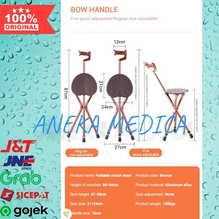 Tongkat Duduk Orang Tua Kursi Lipat