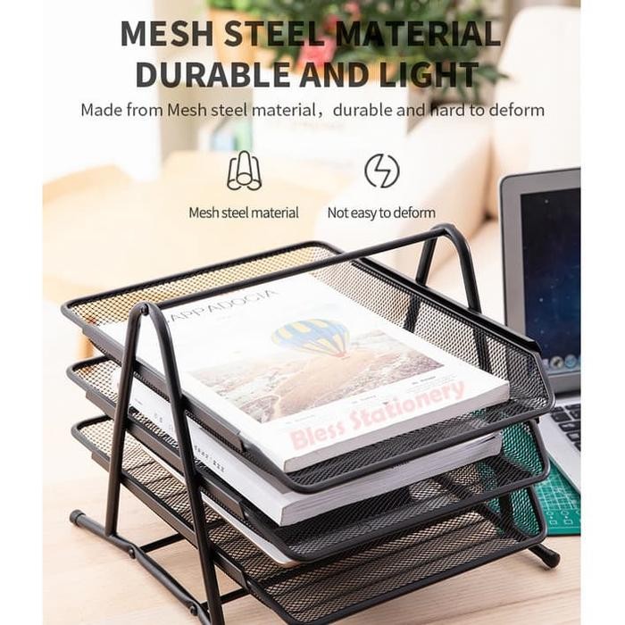 

DELI RAK DOKUMEN 3 SUSUN RAK FILE RAK KERTAS LETTER TRAY FILE TRAY BESI