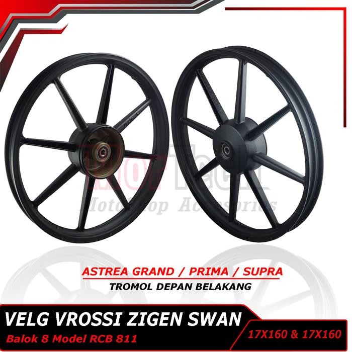 Velg Vrossi Astrea Grand / Prima / Legenda Supra Fit Lama Rem Tromol 1Set Depan Belakang Ring 17