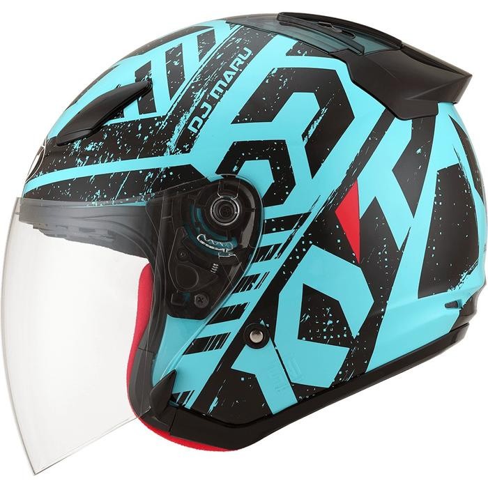 HELM KYT DJ MARU #16 - AQUA BLUE/BLACK