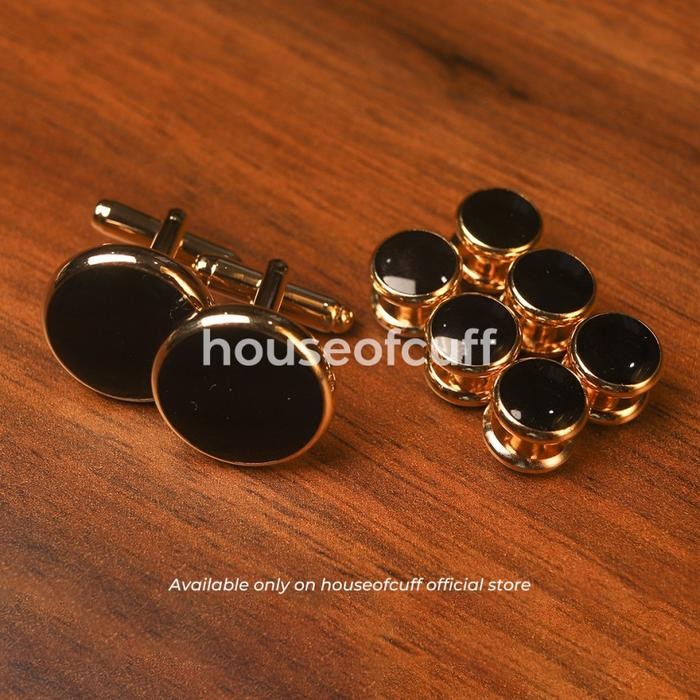 Pilihan- Cufflink Manset Kancing Kemeja Tuxedo Black Studs Button & Cufflinks