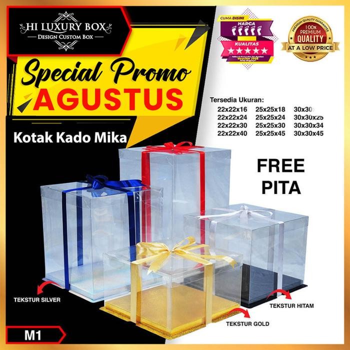 DISKON Box Mika Kue Serbaguna Packaging Mika Transparan Murah Uk 25x25