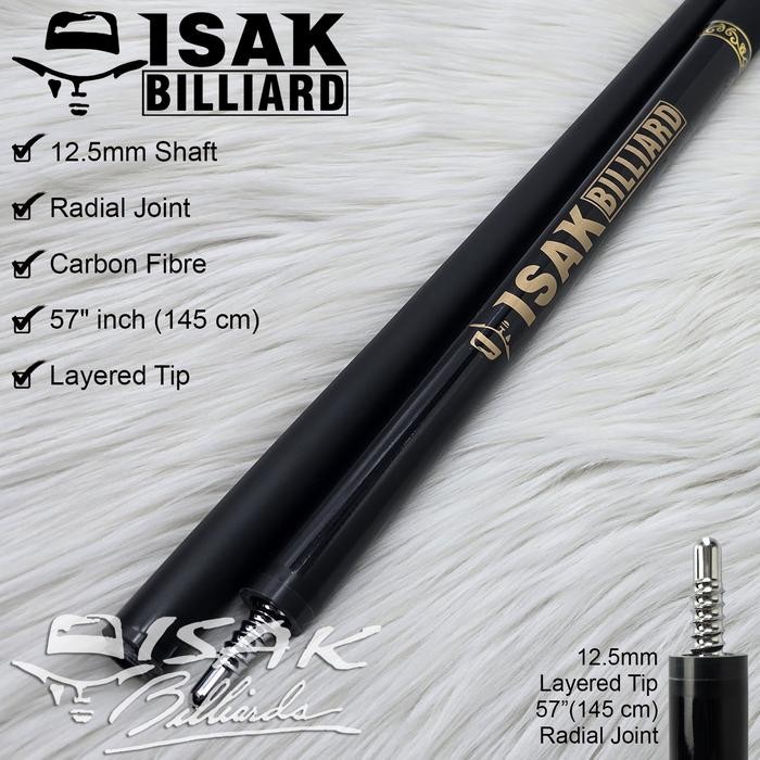 Isak Billiard Carbon Cue - Radial Hat Logo Low Deflection Stick Billiard