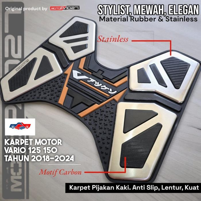 Promo!! Karpet Motor New Vario 125 150 Tahun 2024-2015 Stainless Mp27