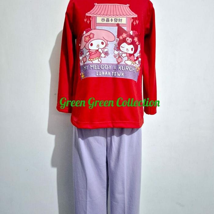 Piyama/stelan Kuromi My melody Merah