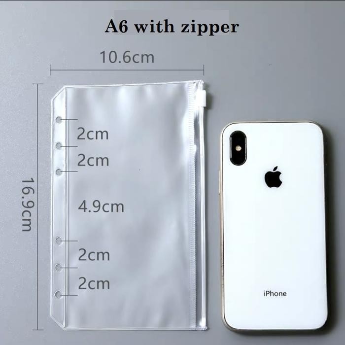 

New Zipper Ziplock Binder A6 / A5 6 Ring (6 LUBANG) Tempat penyimpanan uang