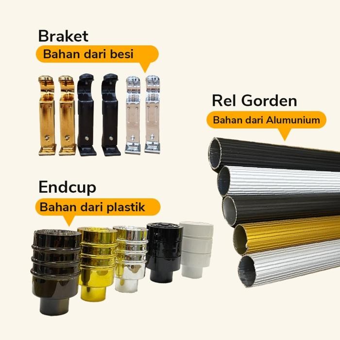 Pilihan- Rel Gorden Minimalis Full Set Tiang Penyangga Korden - Rel Minimalis