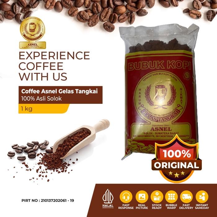 

ASLI Kopi Bubuk Hitam Asnel Cap Gelas Tangkai 1 kg Original Kopi Hitam Harum dan Nikmat Asli Solok