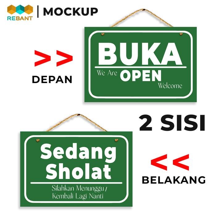 

OJ Papan Open Closed Buka Tutup Sedang Sholat Bolak Balik 2 Sisi Ukuran 20x30cm MDF Board Premium